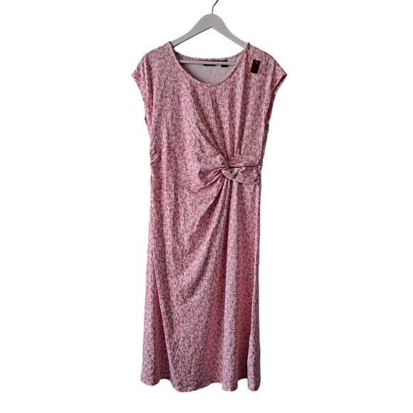 Lands' End Pink & White Sleeveless Boat / Yatch Print Tie Waist Dress - Size MT - Picture 1 of 11